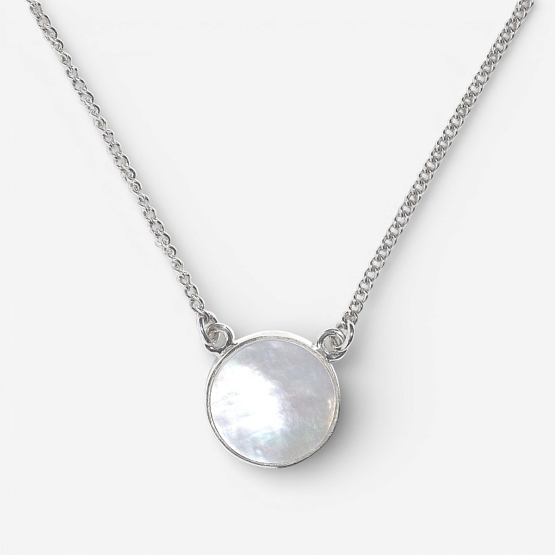 01-00-0688 Колье с круглым перламутром (12мм) (Ag 925)
