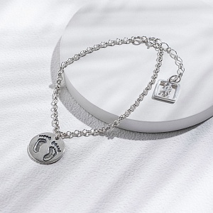 02-00-0156 Браслет со следами детских ножек  (Ag 925)-2