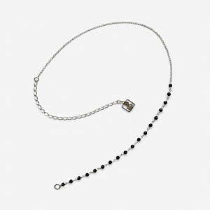 09-00-0097 Цепочка на карабин оникс правая длинная (Ag 925)-1