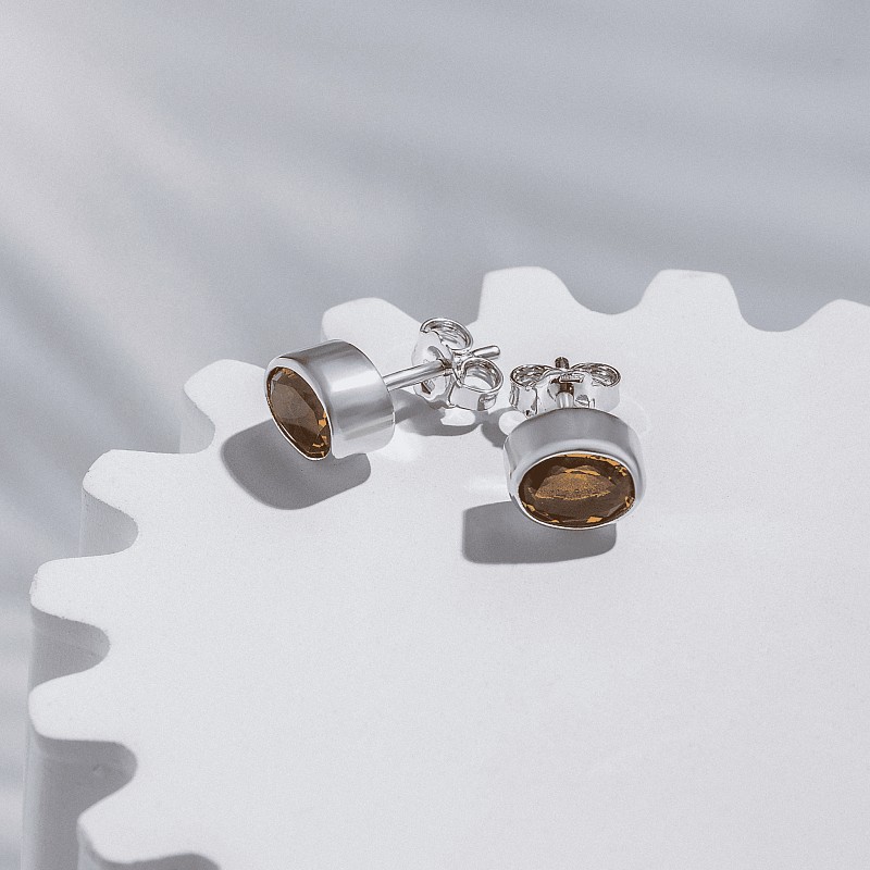 04-00-0101 Гвоздики с цитрином фасет (овальные) (Ag 925)