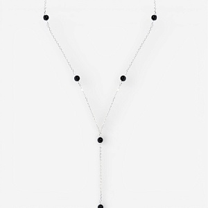 01-00-0106 Одинарный галстук с чёрным ониксом (Ag 925)-1