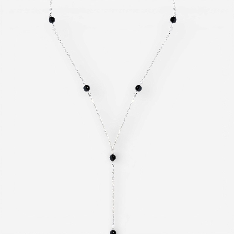 01-00-0106 Одинарный галстук с чёрным ониксом (Ag 925)