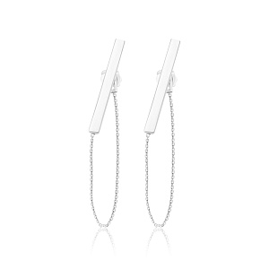 04-00-0038 Серьги подвески с вертикальной пластиной и цепочкой (Ag 925)-1