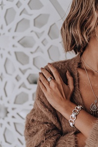 03-00-0355 Кольцо-механизм с серым лунным камнем и белым топазом (Ag 925)-5