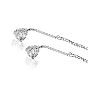 04-00-0032 Серьги подвески с белым цирконом (Ag 925)-2