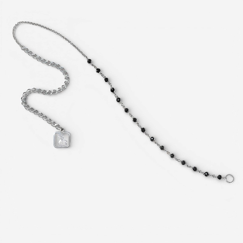 01-00-0674 Цепочка на карабин Оникс левая (через плетение) (Ag 925)