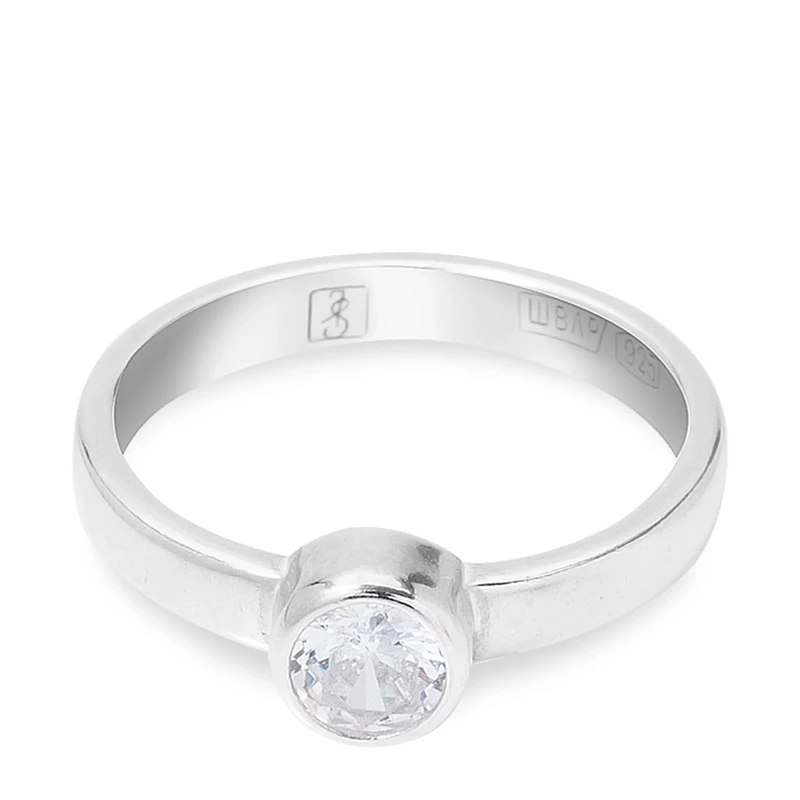 03-00-0159 Кольцо на фалангу с белым цирконом (гладкое) (Ag 925)