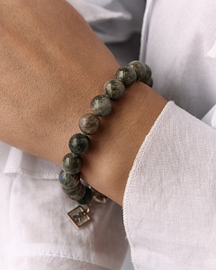 02-00-0094 Браслет с крупными бусинами лабрадорита и цирконом (Ag 925)-2
