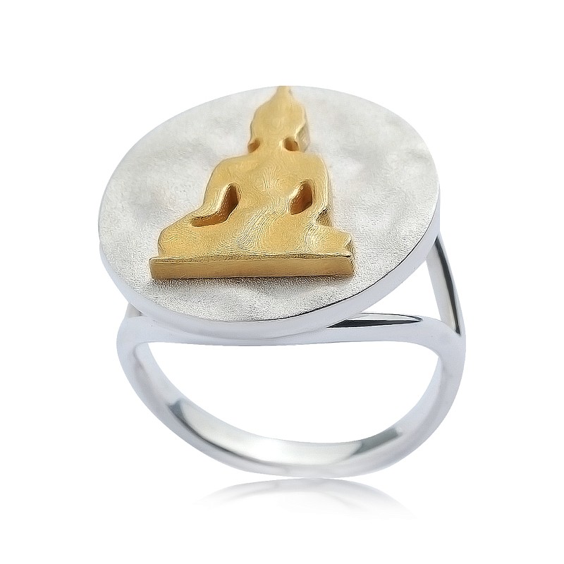 03-00-0625 Кольцо "Будда с позолотой" (Ag 925)