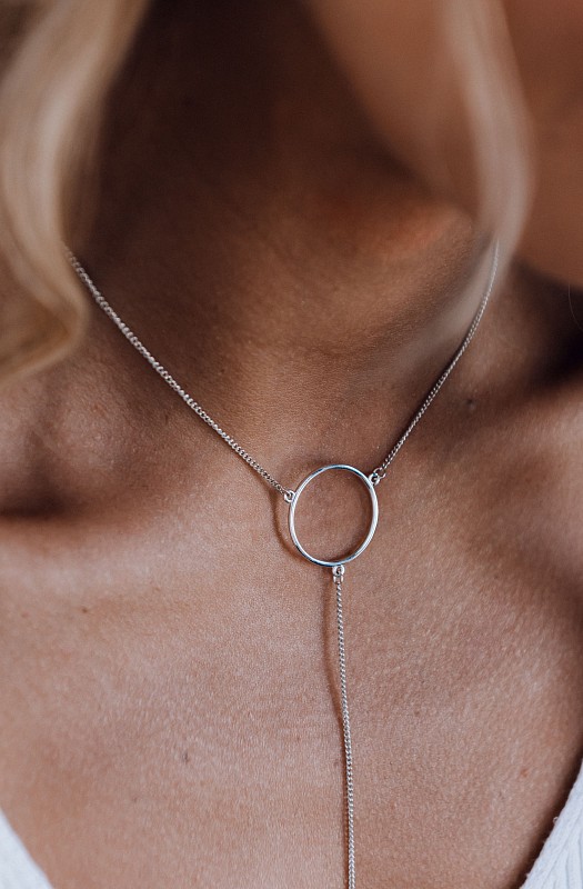 01-00-0018 Галстук геометрия с тонкой серебряной пластиной (Ag 925)