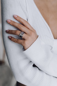 03-00-0315 Кольцо-механизм с овальным аметистом и белым топазом (Ag 925)-3