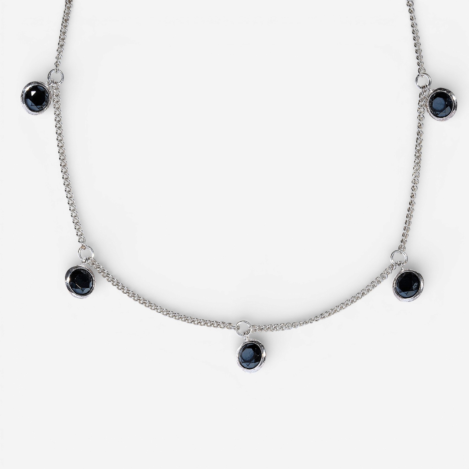 01-00-0348 Чокер Дождик чёрных цирконов (Ag 925)-1