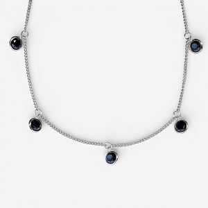 01-00-0348 Чокер Дождик чёрных цирконов (Ag 925)-1