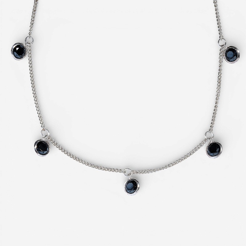 01-00-0348 Чокер Дождик чёрных цирконов (Ag 925)