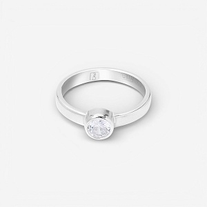 03-00-0159 Кольцо на фалангу с белым цирконом (гладкое) (Ag 925)-1