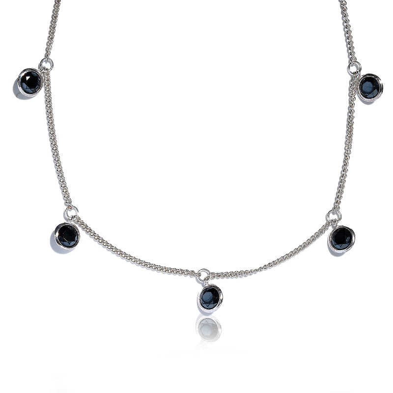 01-00-0348 Чокер Дождик чёрных цирконов (Ag 925)