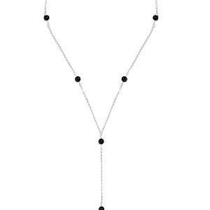 09-00-0027 Одинарный галстук с чёрной шпинелью (Ag 925)-1