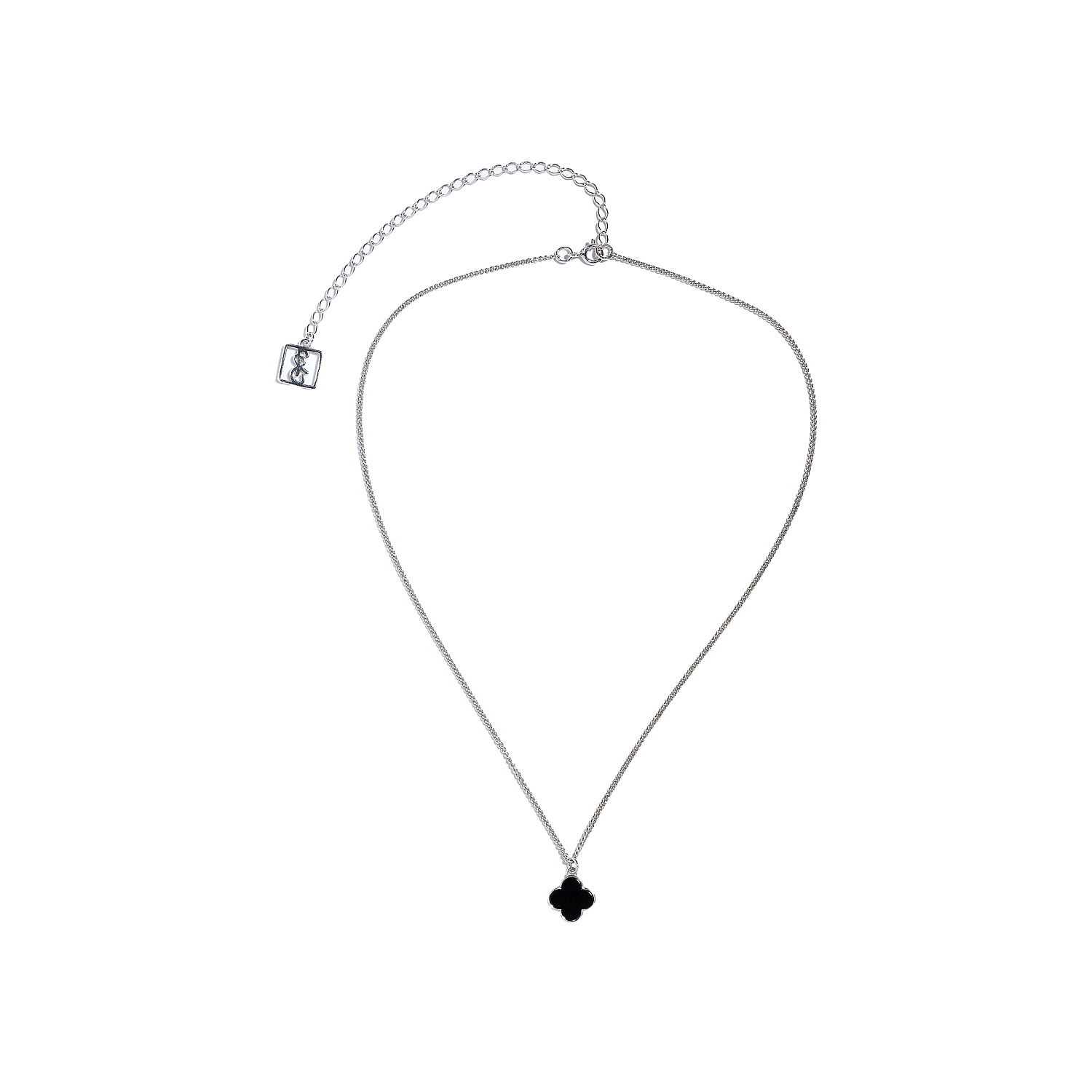 01-00-0155 Колье клевер с чёрным ониксом (Ag 925)-2