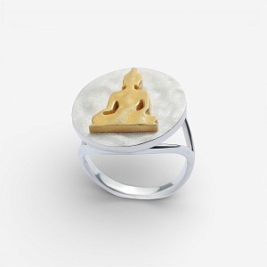 03-00-0625 Кольцо "Будда с позолотой" (Ag 925)-1