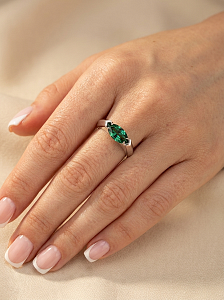 03-00-0674 Кольцо "Voice" green (Ag 925)-2