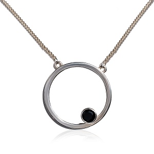 01-00-0324 Колье Сфера с черным цирконом (Ag 925)-1