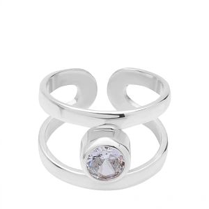 03-00-0186 Кольцо на фалангу двойное с круглым белым куб. цирконием (Ag 925)-1