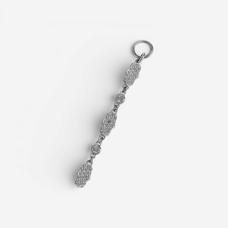 04-00-0500 Подвеска на серьгу Три хамсы с черно-белыми цирконами (Ag 925)