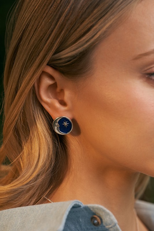 04-00-0781 Серьги "Sun and Moon"  (Ag 925)