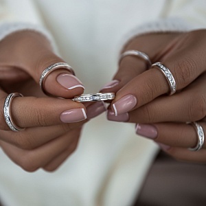 03-00-0157 Кольцо на фалангу с дорожкой белых цирконов (Ag 925)-5