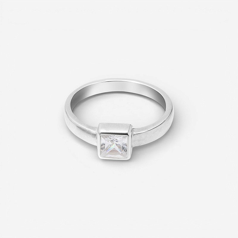 03-00-0174 Кольцо на фалангу с квадратным белым цирконом (гладкое) (Ag 925)