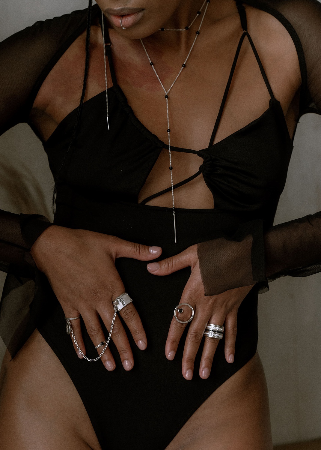 01-00-0106 Одинарный галстук с чёрным ониксом (Ag 925)-3