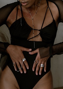 01-00-0106 Одинарный галстук с чёрным ониксом (Ag 925)-3