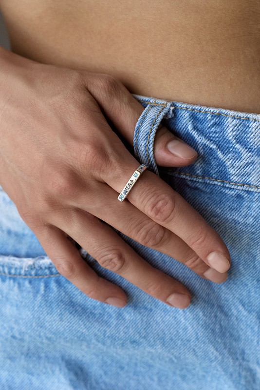 03-00-0673 Кольцо "VERA" blue (Ag 925)