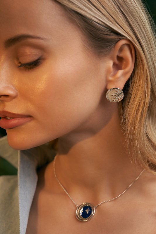 04-00-0781 Серьги "Sun and Moon"  (Ag 925)