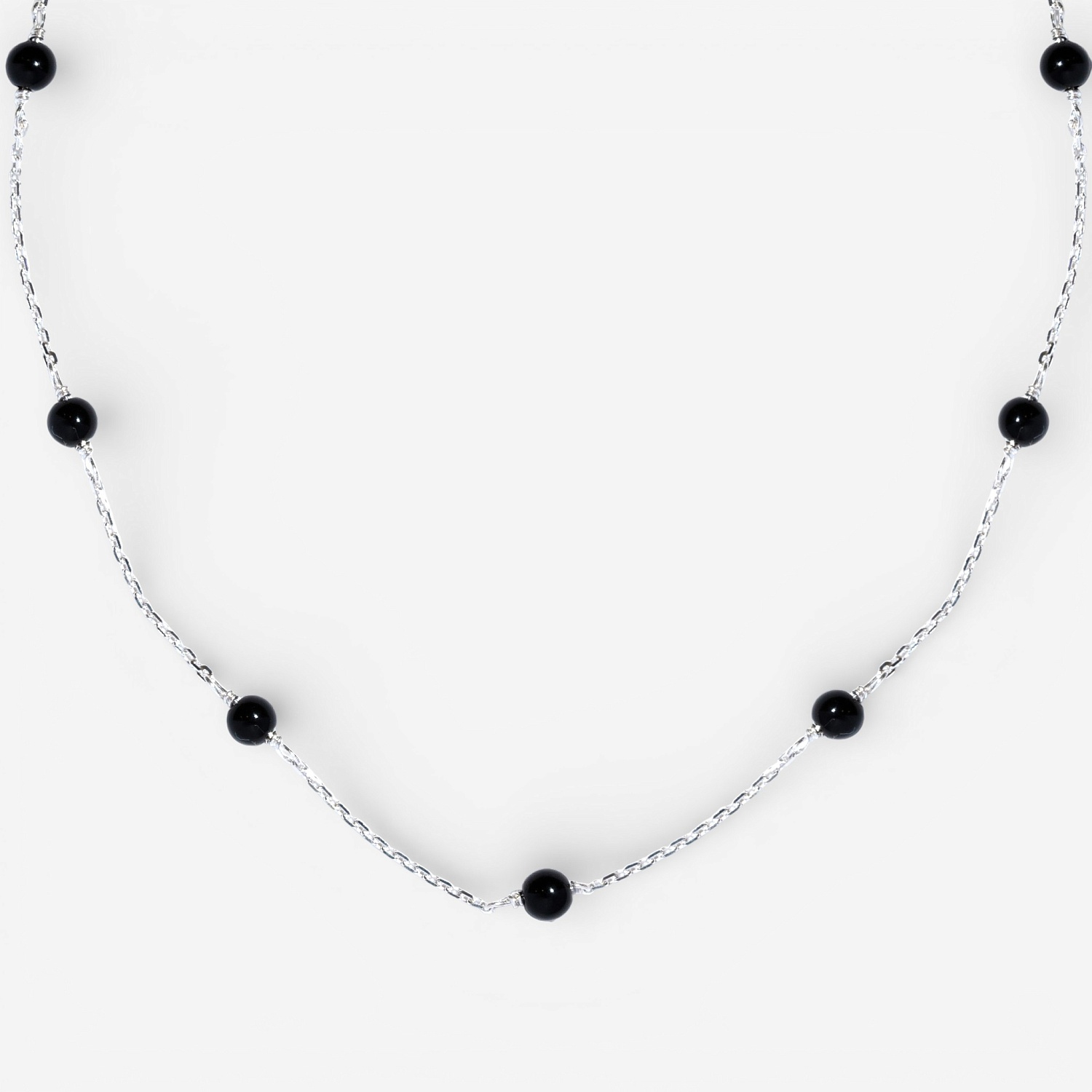 01-00-0219 Колье с бусинами оникса (Ag 925)-1