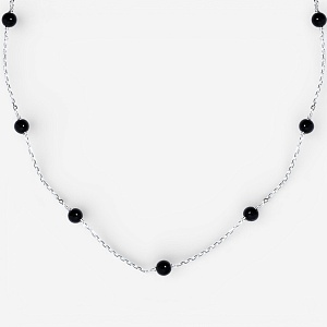 01-00-0219 Колье с бусинами оникса (Ag 925)-1