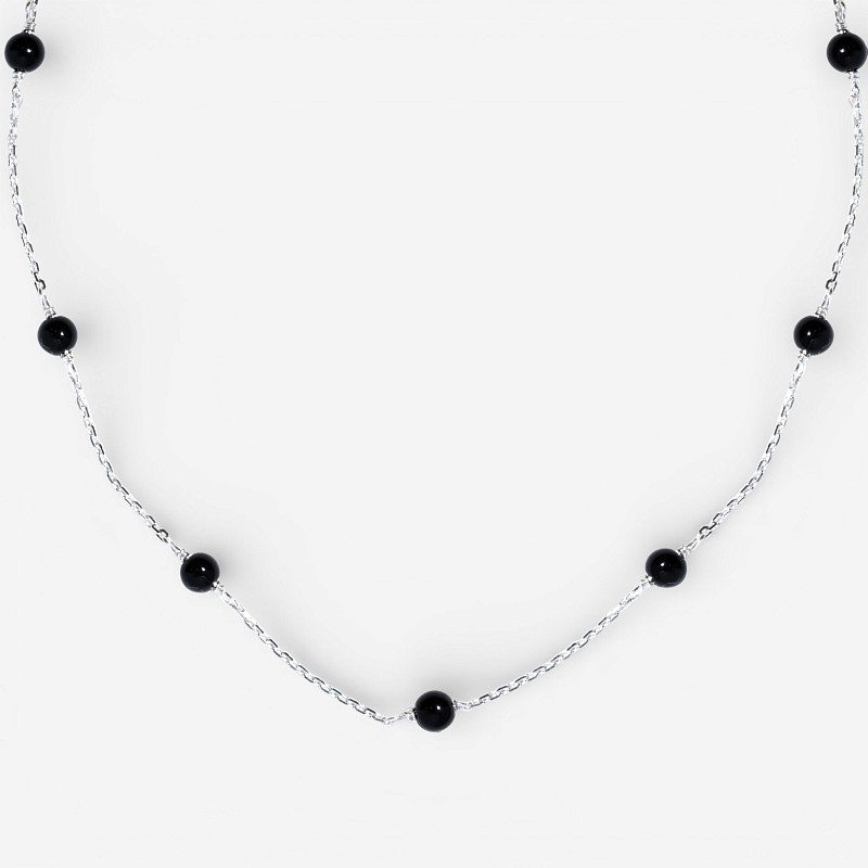 01-00-0219 Колье с бусинами оникса (Ag 925)