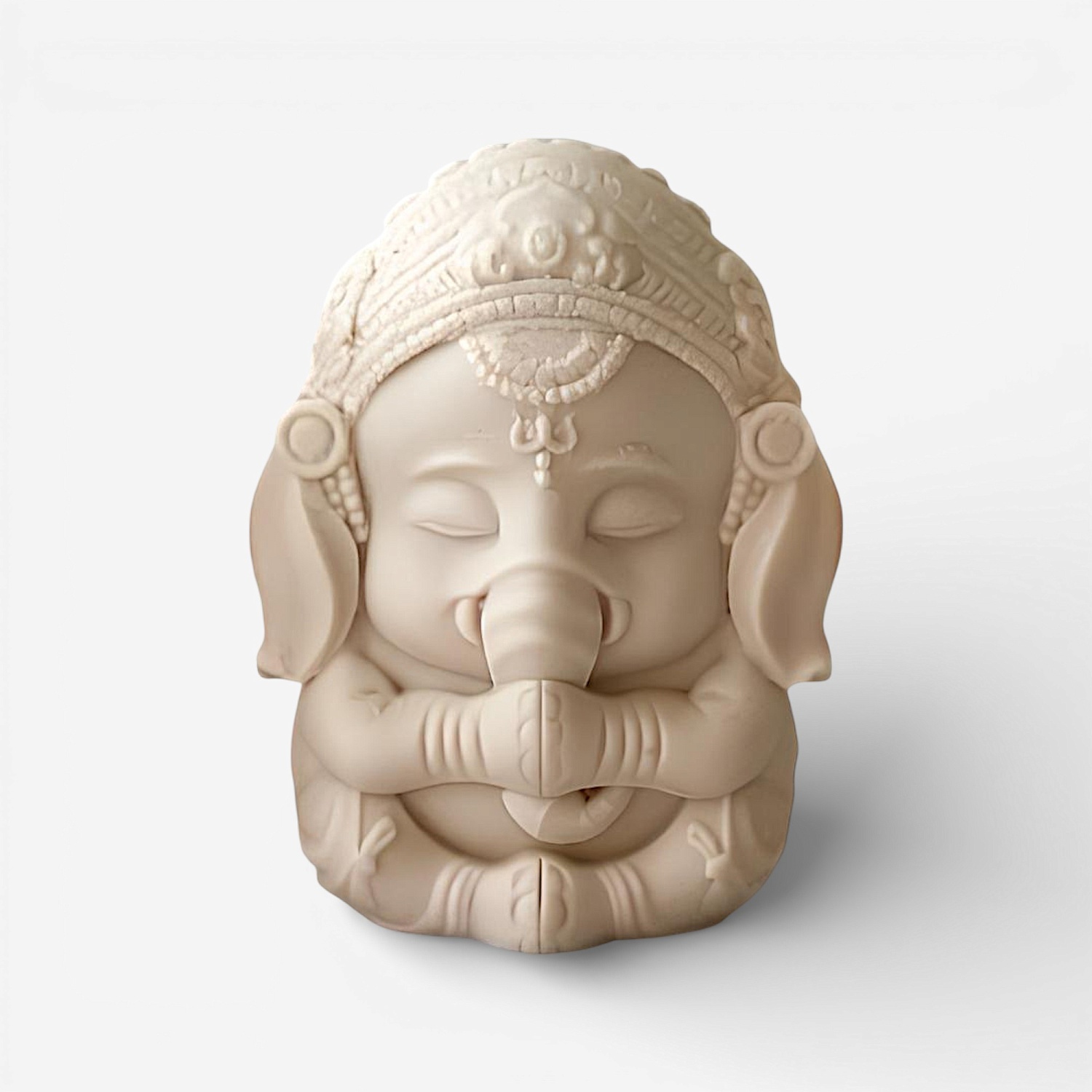 55-00-0720 Свеча Ганеша маленький молочный (7 см)-1