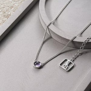 01-00-0207 Подвеска с аметистом (маленький круг) (Ag 925)-3