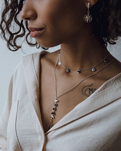 01-00-0011 Бодичейн лунный цикл чёрная шпинель (Ag 925)-2