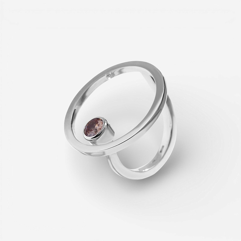 03-00-0290 Кольцо Сфера с цирконом шампань (Ag 925)