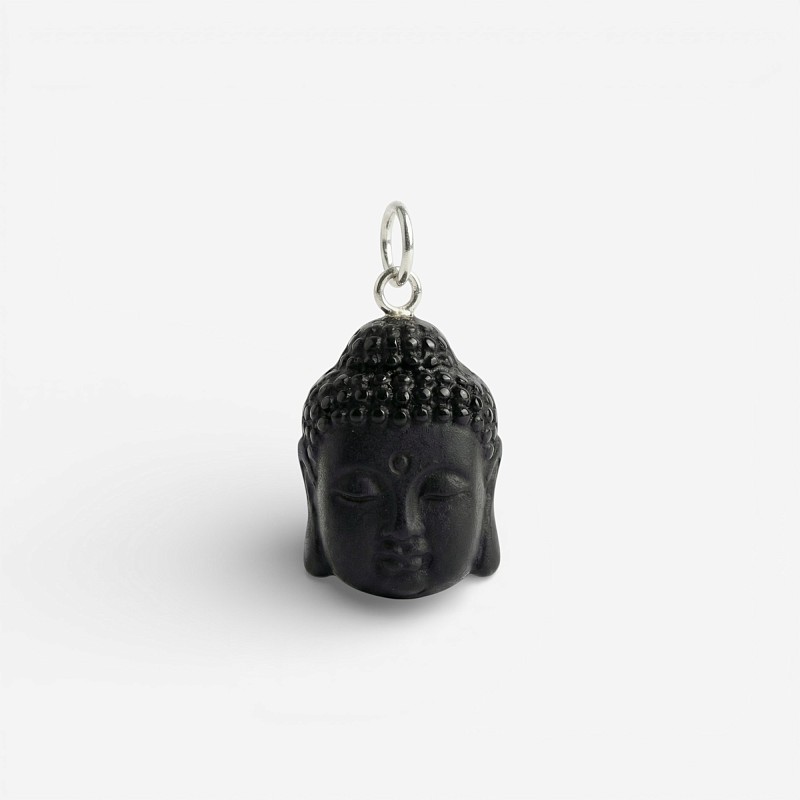01-00-0722 Подвеска голова Будды (черная) (Ag 925)