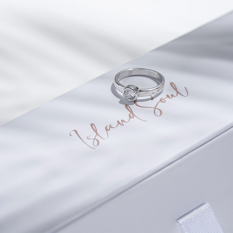 03-00-0159 Кольцо на фалангу с белым цирконом (гладкое) (Ag 925)