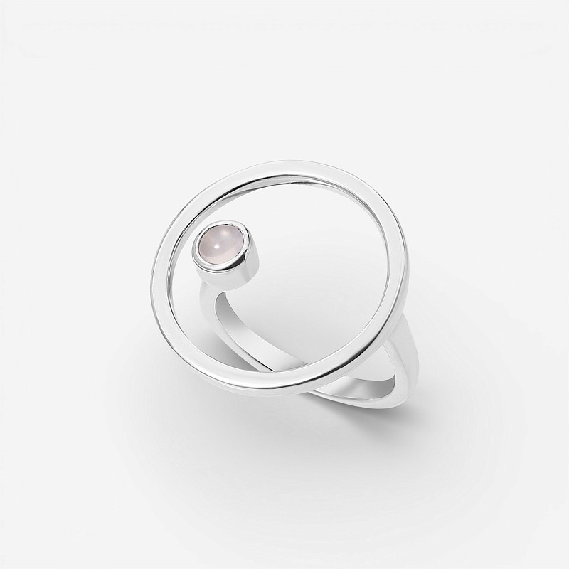 03-00-0291 Кольцо Сфера с розовым кварцем (Ag 925)