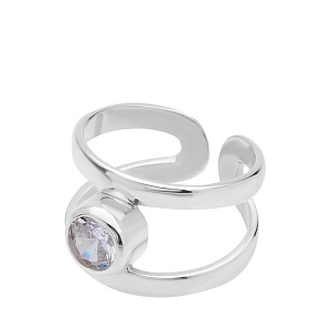 03-00-0186 Кольцо на фалангу двойное с круглым белым куб. цирконием (Ag 925)-2