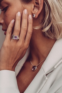 03-00-0315 Кольцо-механизм с овальным аметистом и белым топазом (Ag 925)-4