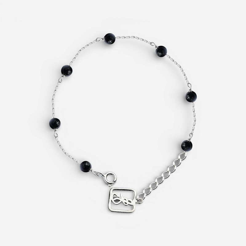 02-10-0149 Браслет с чёрным ониксом (Ag 925)