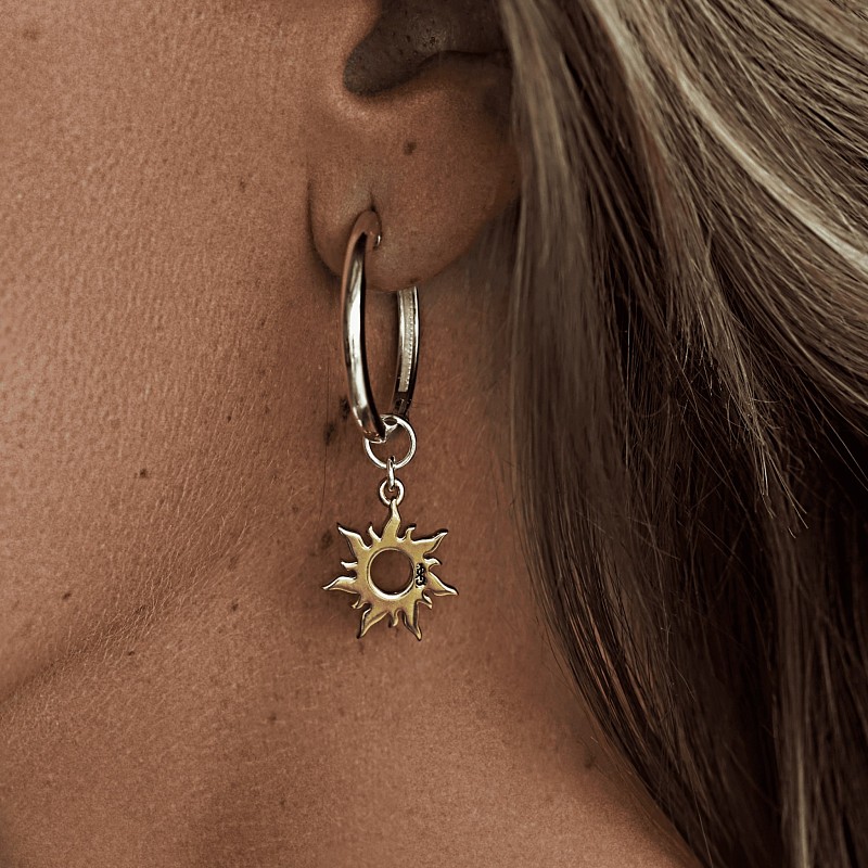 04-00-0449 Подвеска на серьгу Солнце в позолоте (Ag 925)