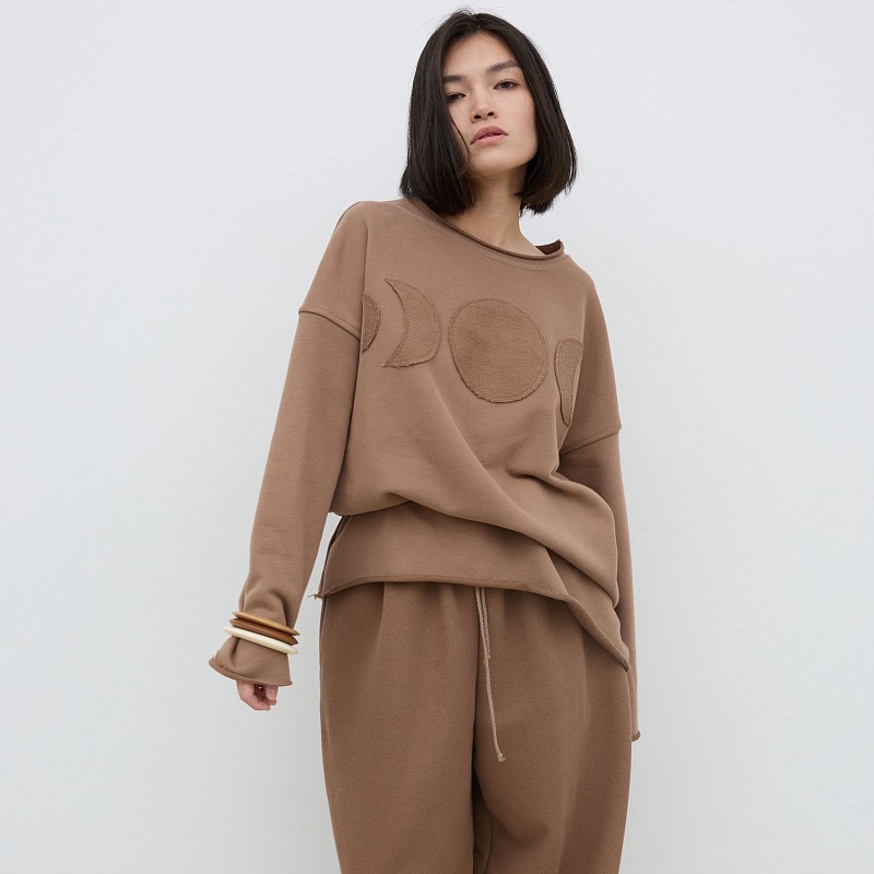 42-10-0070 Лонгслив "луны", Кофейный