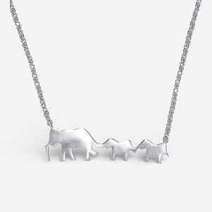 09-00-0040 Колье материнство с двумя слониками матовое, (Ag 925)-1